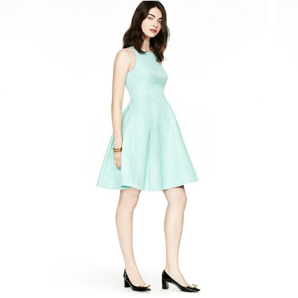 Kate Spade Angelika Teal Silk Blend Fit & Flare Mini Dress Size 0 Wedding Guest - Picture 1 of 11